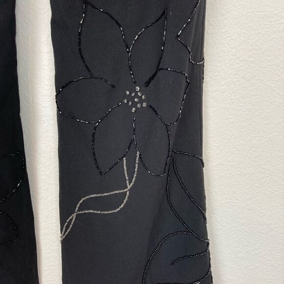Cache black beaded evening pants in floral design perfect condition - Picture 5 of 11